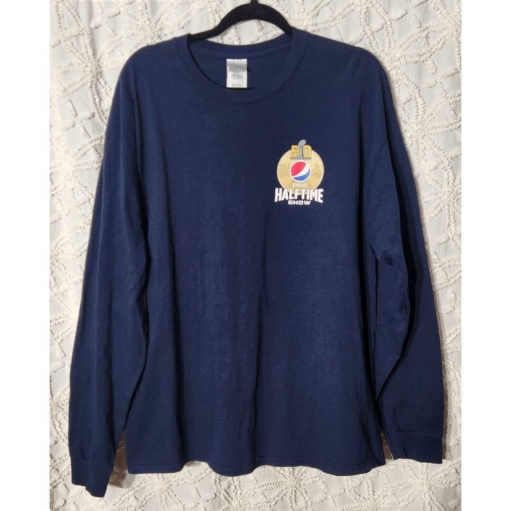Pepsi Super‎ Bowl 50 Mens Long Sleeve Tshirt Size XL Navy NFL Football